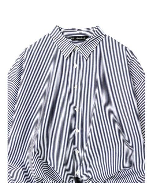 mizuiro ind / ミズイロインド シャツ・ブラウス | mizuiro ind ストライプハーフスリーブバルーンシャツ | 詳細6