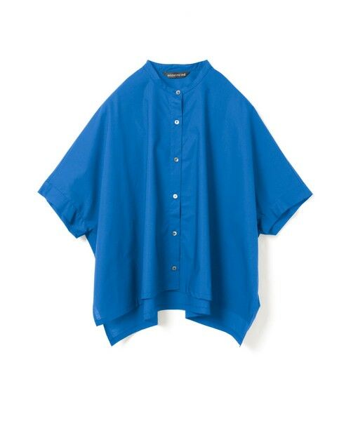 mizuiro ind / ミズイロインド シャツ・ブラウス | mizuiro ind ハーフスリーブスタンドカラーワイドシャツ（ブルー(color31)）