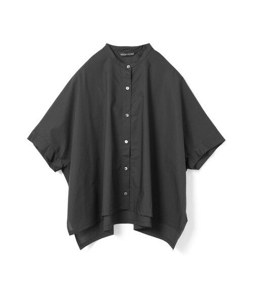 mizuiro ind / ミズイロインド シャツ・ブラウス | mizuiro ind ハーフスリーブスタンドカラーワイドシャツ（ブラック(color99)）