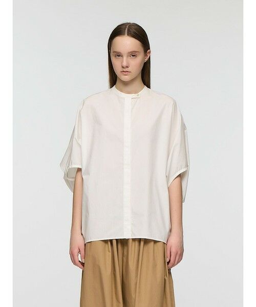 mizuiro ind / ミズイロインド シャツ・ブラウス | mizuiro ind スタンドカラーコクーンシャツ（アイボリー(color12)）