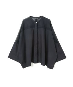 mizuiro ind / ミズイロインド シャツ・ブラウス | mizuiro ind シアーショルダースタンドカラーワイドシャツ
