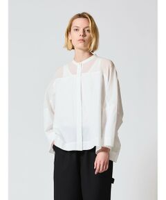 mizuiro ind シアーショルダースタンドカラーワイドシャツ