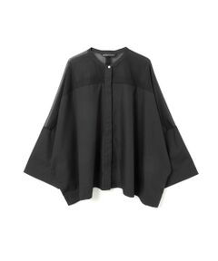 mizuiro ind / ミズイロインド シャツ・ブラウス | mizuiro ind シアーショルダースタンドカラーワイドシャツ