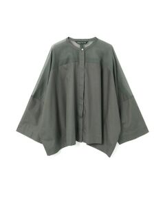 mizuiro ind / ミズイロインド シャツ・ブラウス | mizuiro ind シアーショルダースタンドカラーワイドシャツ