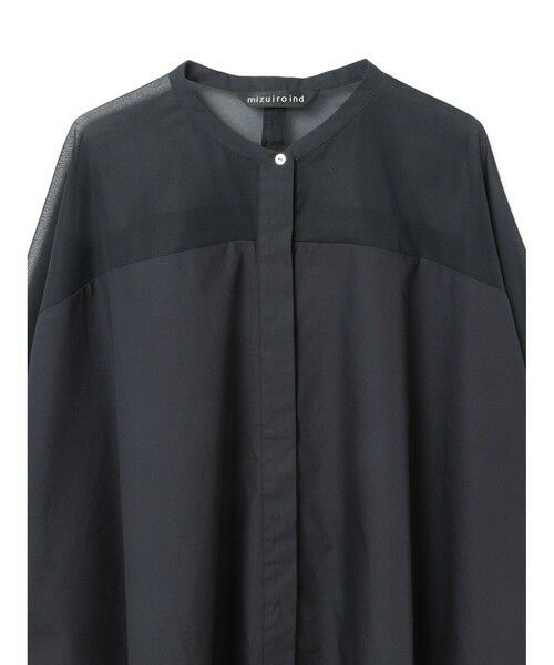 mizuiro ind / ミズイロインド シャツ・ブラウス | mizuiro ind シアーショルダースタンドカラーワイドシャツ | 詳細3