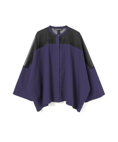 mizuiro ind / ミズイロインド シャツ・ブラウス | mizuiro ind シアーショルダースタンドカラーワイドシャツ（パープル(color32)）