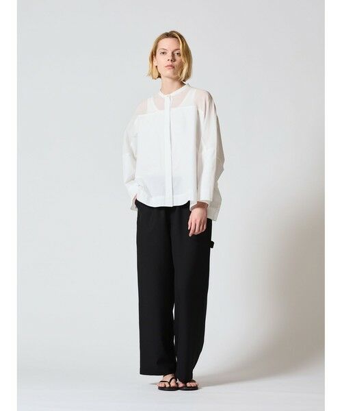 mizuiro ind / ミズイロインド シャツ・ブラウス | mizuiro ind シアーショルダースタンドカラーワイドシャツ | 詳細14