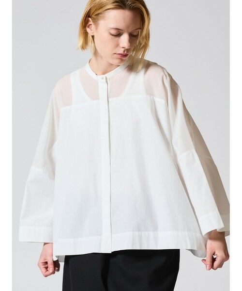 mizuiro ind / ミズイロインド シャツ・ブラウス | mizuiro ind シアーショルダースタンドカラーワイドシャツ | 詳細13