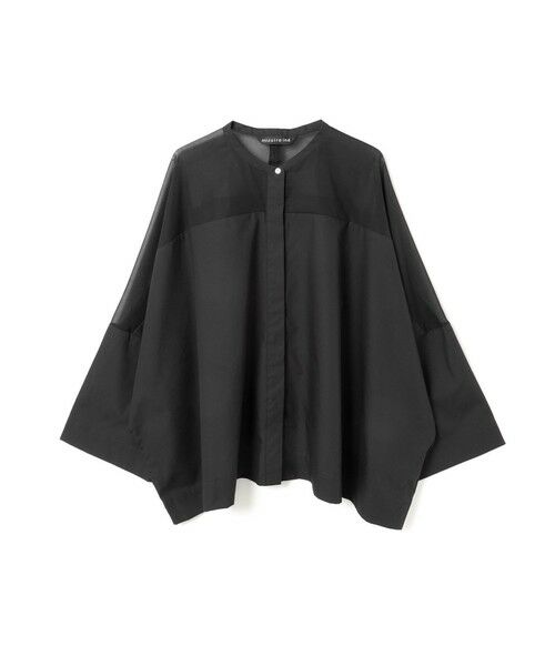 mizuiro ind / ミズイロインド シャツ・ブラウス | mizuiro ind シアーショルダースタンドカラーワイドシャツ（ブラック(color99)）