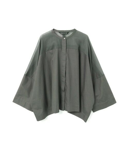 mizuiro ind / ミズイロインド シャツ・ブラウス | mizuiro ind シアーショルダースタンドカラーワイドシャツ（ダークグレー(color92)）