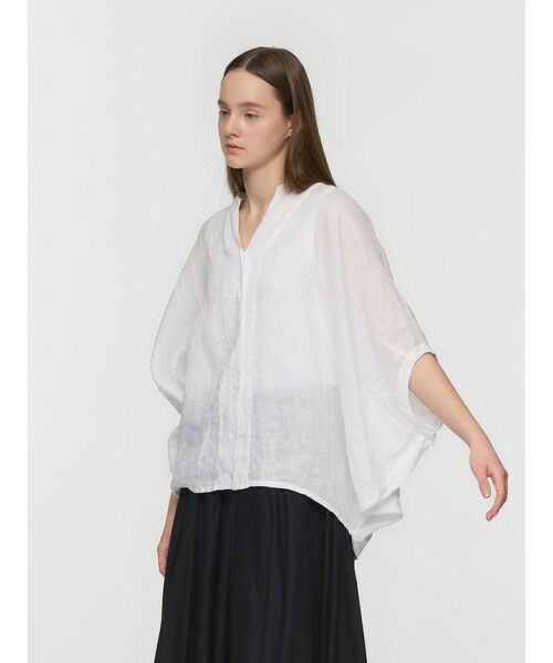 mizuiro ind / ミズイロインド シャツ・ブラウス | mizuiro ind リネンスタンドカラーコクーンシャツ | 詳細5