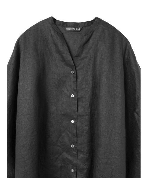 mizuiro ind / ミズイロインド シャツ・ブラウス | mizuiro ind リネンスタンドカラーコクーンシャツ | 詳細14
