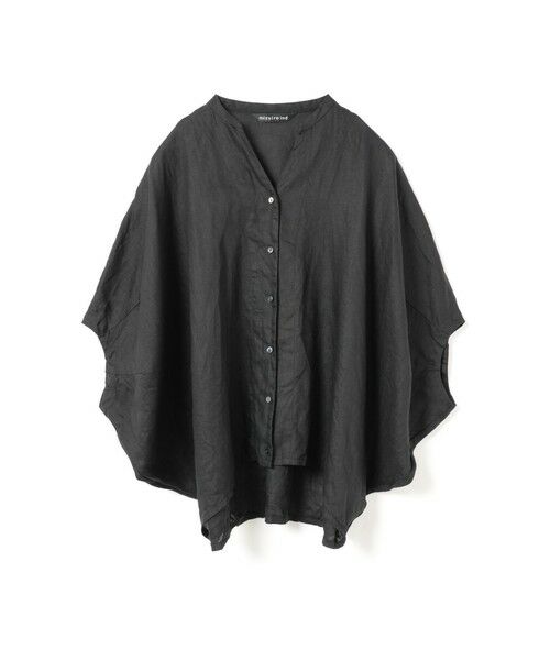 mizuiro ind / ミズイロインド シャツ・ブラウス | mizuiro ind リネンスタンドカラーコクーンシャツ(ブラックA(color99A))