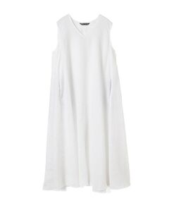 mizuiro ind / ミズイロインド ロング・マキシ丈ワンピース | mizuiro ind リネンVネックフレアワンピース