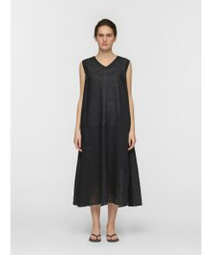 mizuiro ind / ミズイロインド ロング・マキシ丈ワンピース | mizuiro ind リネンVネックフレアワンピース