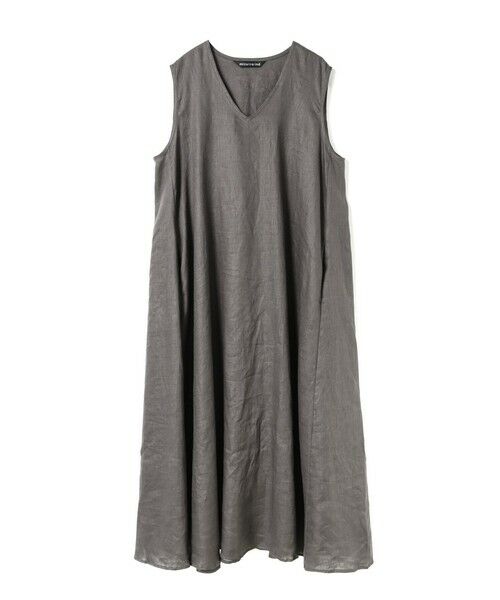 mizuiro ind / ミズイロインド ロング・マキシ丈ワンピース | mizuiro ind リネンVネックフレアワンピース（ダークグレーA(color92A)）