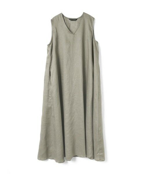 mizuiro ind / ミズイロインド ロング・マキシ丈ワンピース | mizuiro ind リネンVネックフレアワンピース（ベージュA(color20A)）