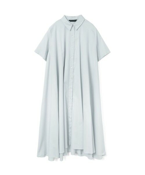 mizuiro ind / ミズイロインド ロング・マキシ丈ワンピース | mizuiro ind ハーフスリーブフレアシャツワンピース（ライトグレー(color90)）