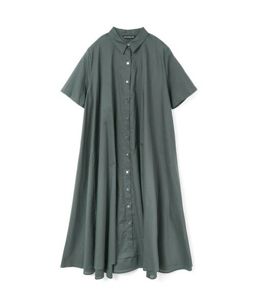 mizuiro ind / ミズイロインド ロング・マキシ丈ワンピース | mizuiro ind ハーフスリーブフレアシャツワンピース（ダークグレー(color92)）