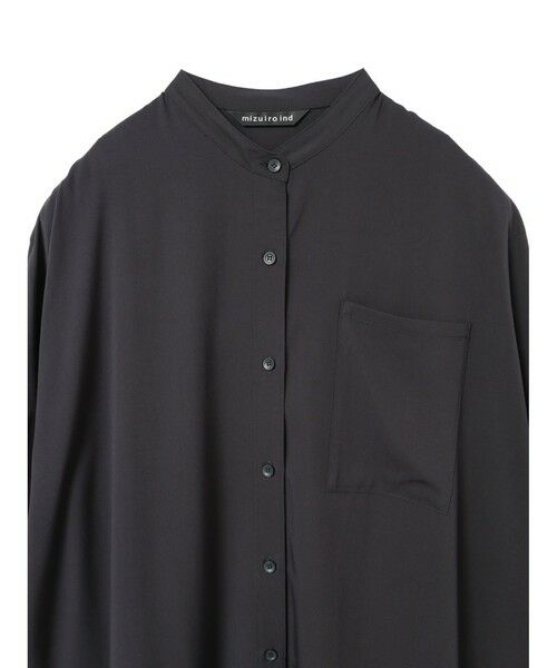 mizuiro ind / ミズイロインド シャツ・ブラウス | mizuiro ind T/Rバンドカラーロングシャツ | 詳細2