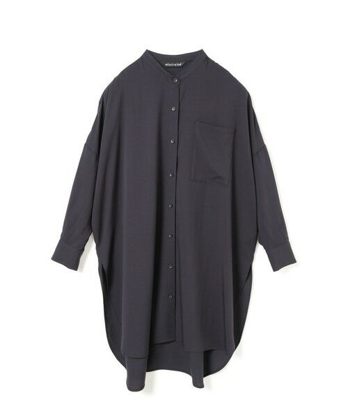 mizuiro ind / ミズイロインド シャツ・ブラウス | mizuiro ind T/Rバンドカラーロングシャツ(ネイビー(color77))