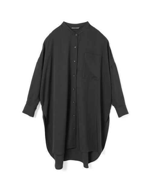 mizuiro ind / ミズイロインド シャツ・ブラウス | mizuiro ind T/Rバンドカラーロングシャツ(ブラック(color99))