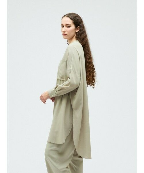 mizuiro ind / ミズイロインド シャツ・ブラウス | mizuiro ind T/Rバンドカラーロングシャツ | 詳細12