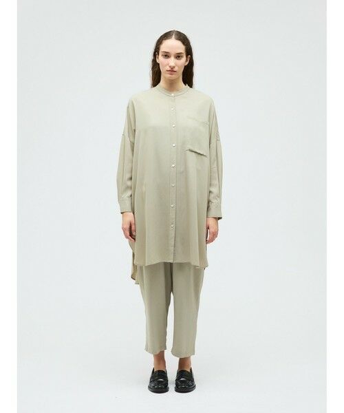 mizuiro ind / ミズイロインド シャツ・ブラウス | mizuiro ind T/Rバンドカラーロングシャツ | 詳細14