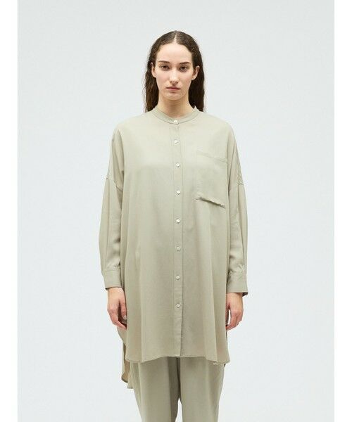 mizuiro ind / ミズイロインド シャツ・ブラウス | mizuiro ind T/Rバンドカラーロングシャツ(ライトベージュ(color19))