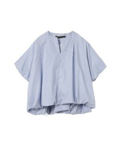 mizuiro ind / ミズイロインド シャツ・ブラウス | mizuiro ind ストライプノーカラーバルーンプルオーバー