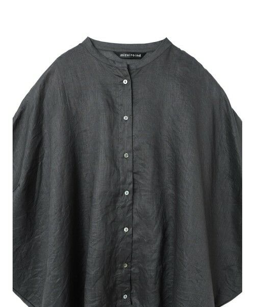 mizuiro ind / ミズイロインド シャツ・ブラウス | mizuiro ind リネンスタンドカラーコクーンシャツ | 詳細13