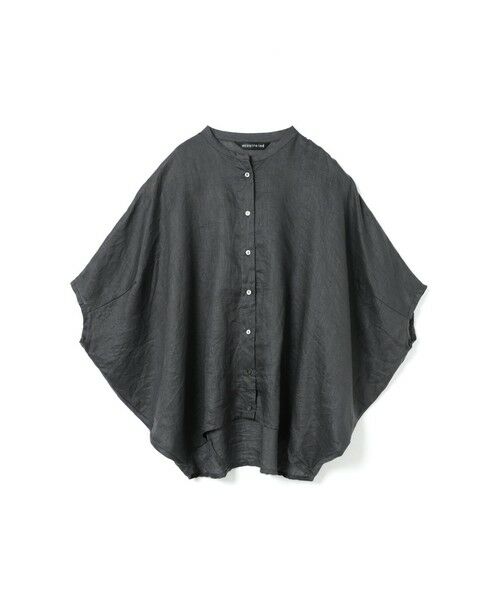 mizuiro ind / ミズイロインド シャツ・ブラウス | mizuiro ind リネンスタンドカラーコクーンシャツ（ダークグレー(color92)）