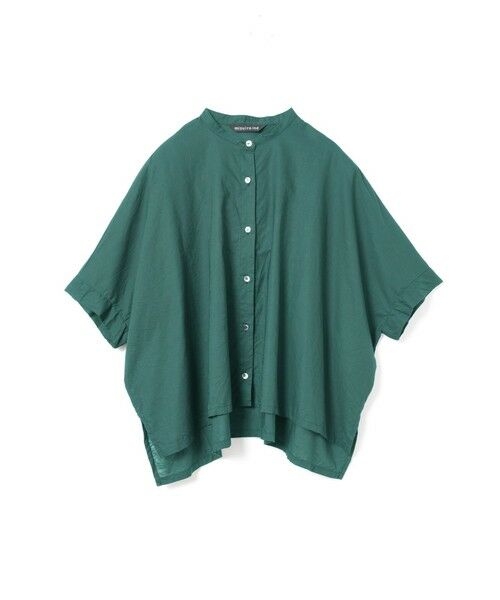mizuiro ind / ミズイロインド シャツ・ブラウス | mizuiro ind コットンリネンスタンドカラーワイドシャツ(グリーン(color22))