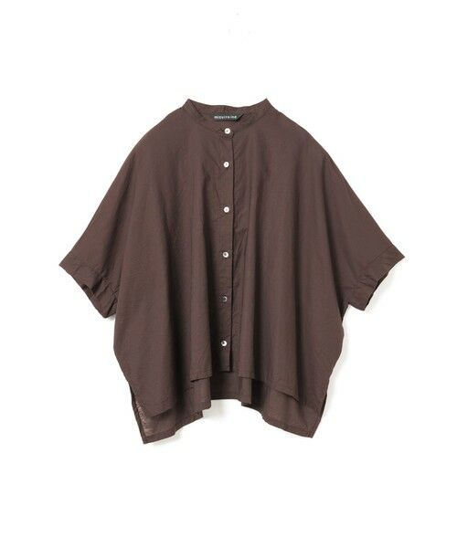 mizuiro ind / ミズイロインド シャツ・ブラウス | mizuiro ind コットンリネンスタンドカラーワイドシャツ(ブラウン(color44))