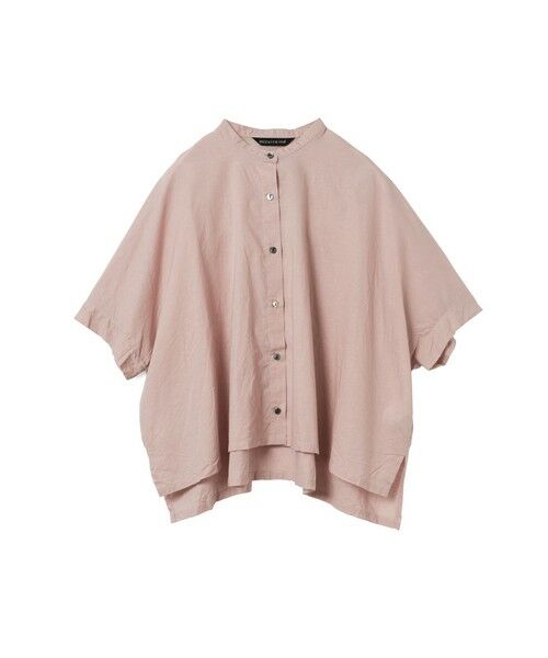 mizuiro ind / ミズイロインド シャツ・ブラウス | mizuiro ind コットンリネンスタンドカラーワイドシャツ(ピンク(color41))