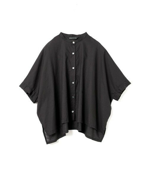 mizuiro ind / ミズイロインド シャツ・ブラウス | mizuiro ind コットンリネンスタンドカラーワイドシャツ(ブラック(color99))