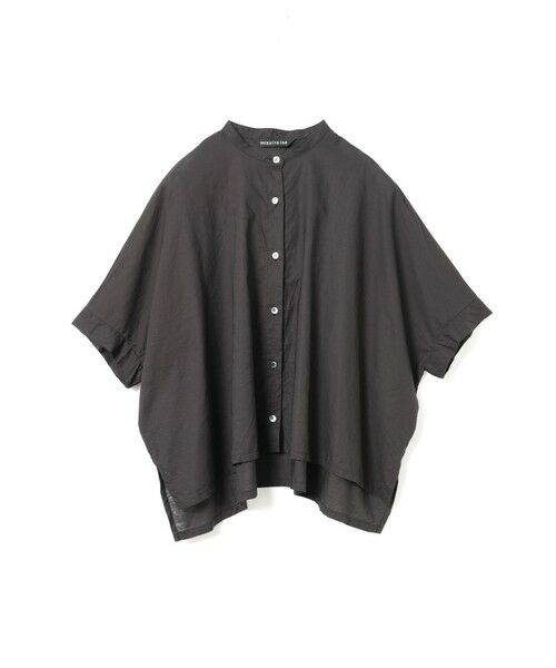 mizuiro ind / ミズイロインド シャツ・ブラウス | mizuiro ind コットンリネンスタンドカラーワイドシャツ(ダークグレー(color92))