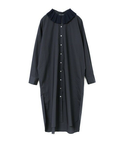 mizuiro ind / ミズイロインド ロング・マキシ丈ワンピース | mizuiro ind プリーツカラーワンピース（ネイビー(color77)）