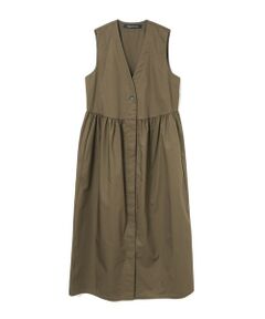mizuiro ind / ミズイロインド ロング・マキシ丈ワンピース | mizuiro ind Ｖネックウエストギャザージレワンピース