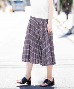 MK MICHEL KLEIN / エムケーミッシェルクラン ロング・マキシ丈スカート | 【洗える】バイアスチェックptプリーツスカート