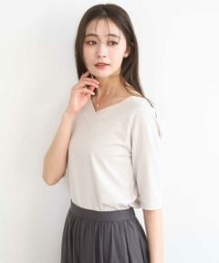 MK MICHEL KLEIN / エムケーミッシェルクラン カットソー | 2wayネックデザインポンチカットソー/接触冷感/UVカット/洗える