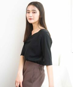 MK MICHEL KLEIN / エムケーミッシェルクラン カットソー | 2wayネックデザインポンチカットソー/接触冷感/UVカット/洗える