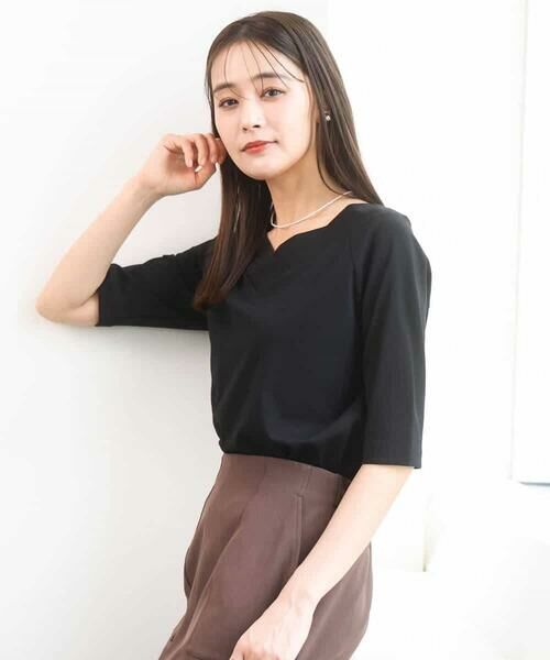 MK MICHEL KLEIN / エムケーミッシェルクラン カットソー | 2wayネックデザインポンチカットソー/接触冷感/UVカット/洗える | 詳細1