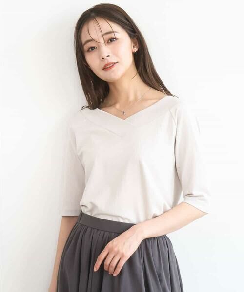 MK MICHEL KLEIN / エムケーミッシェルクラン カットソー | 2wayネックデザインポンチカットソー/接触冷感/UVカット/洗える | 詳細5