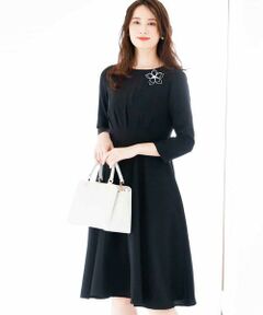 MK MICHEL KLEIN / エムケーミッシェルクラン ロング・マキシ丈ワンピース | サテンジョーゼット タックワンピース