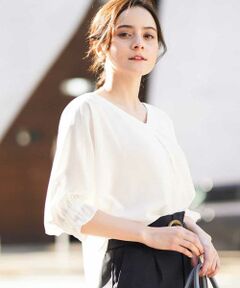 MK MICHEL KLEIN / エムケーミッシェルクラン シャツ・ブラウス | 【洗濯機で洗える】前後2wayギャザースリーブブラウス