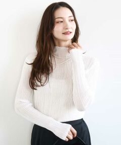 MK MICHEL KLEIN / エムケーミッシェルクラン ニット・セーター | ハイネックシアーリブニット/洗える