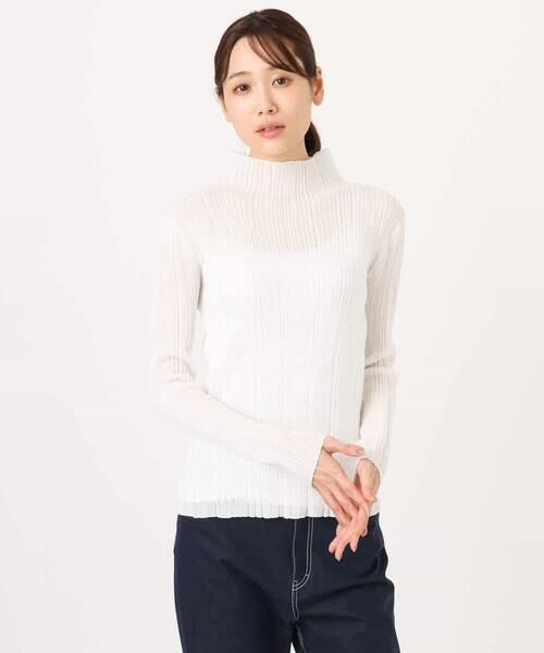 MK MICHEL KLEIN / エムケーミッシェルクラン ニット・セーター | ハイネックシアーリブニット/洗える | 詳細15