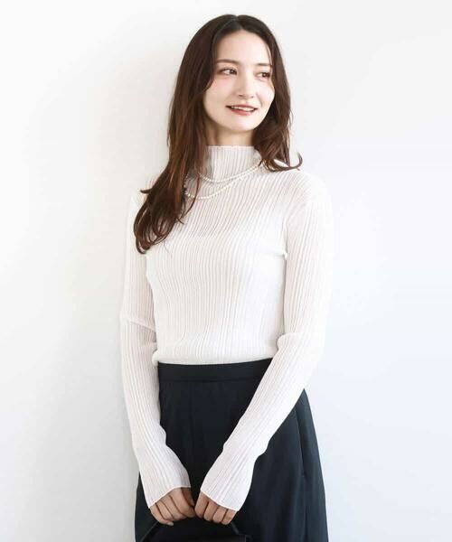 MK MICHEL KLEIN / エムケーミッシェルクラン ニット・セーター | ハイネックシアーリブニット/洗える | 詳細17