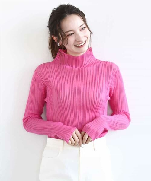 MK MICHEL KLEIN / エムケーミッシェルクラン ニット・セーター | ハイネックシアーリブニット/洗える | 詳細24